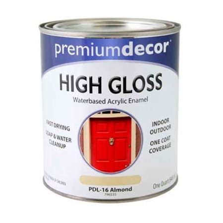 General Paint Premium Dcor Waterborne Acrylic Enamel, Gloss Finish, Almond, Quart - 796535 796535